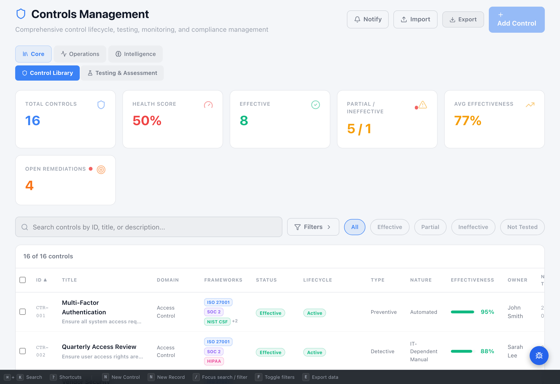 Controls Library - Compliance Enablers Platform