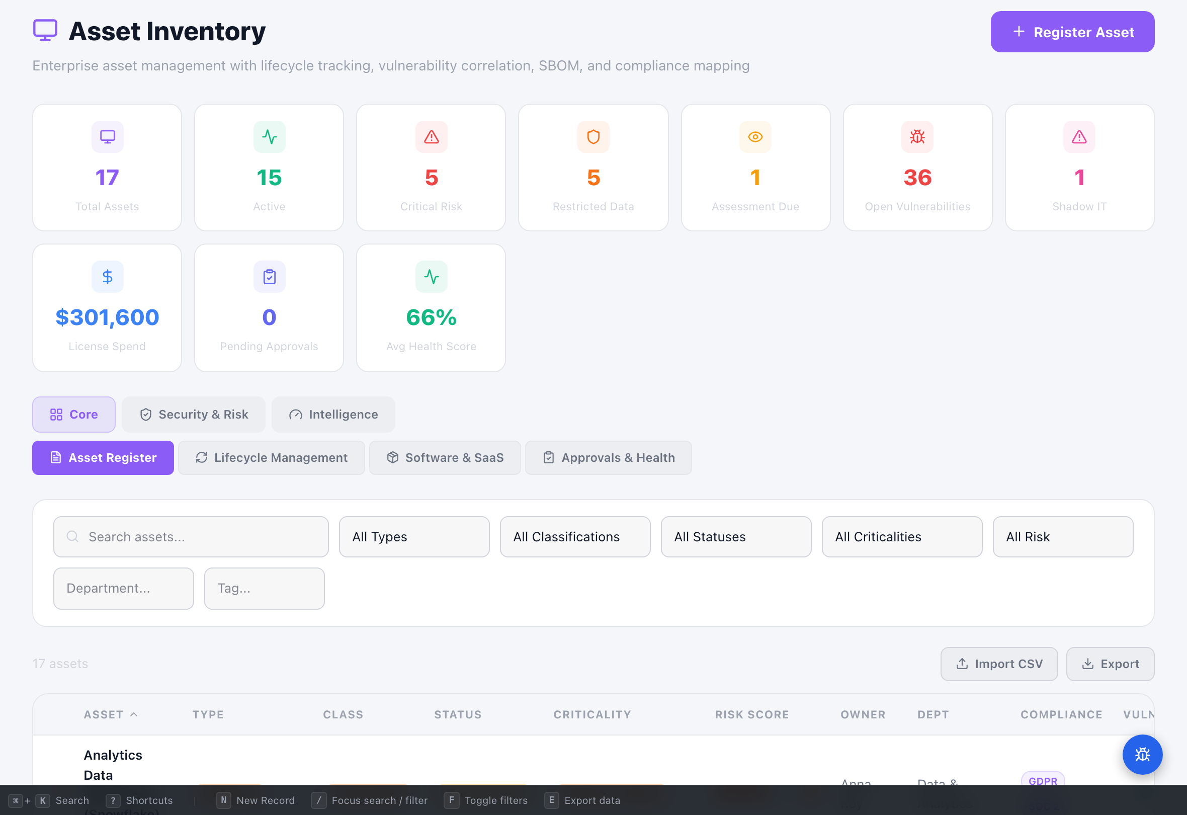 Asset Inventory - Compliance Enablers Platform