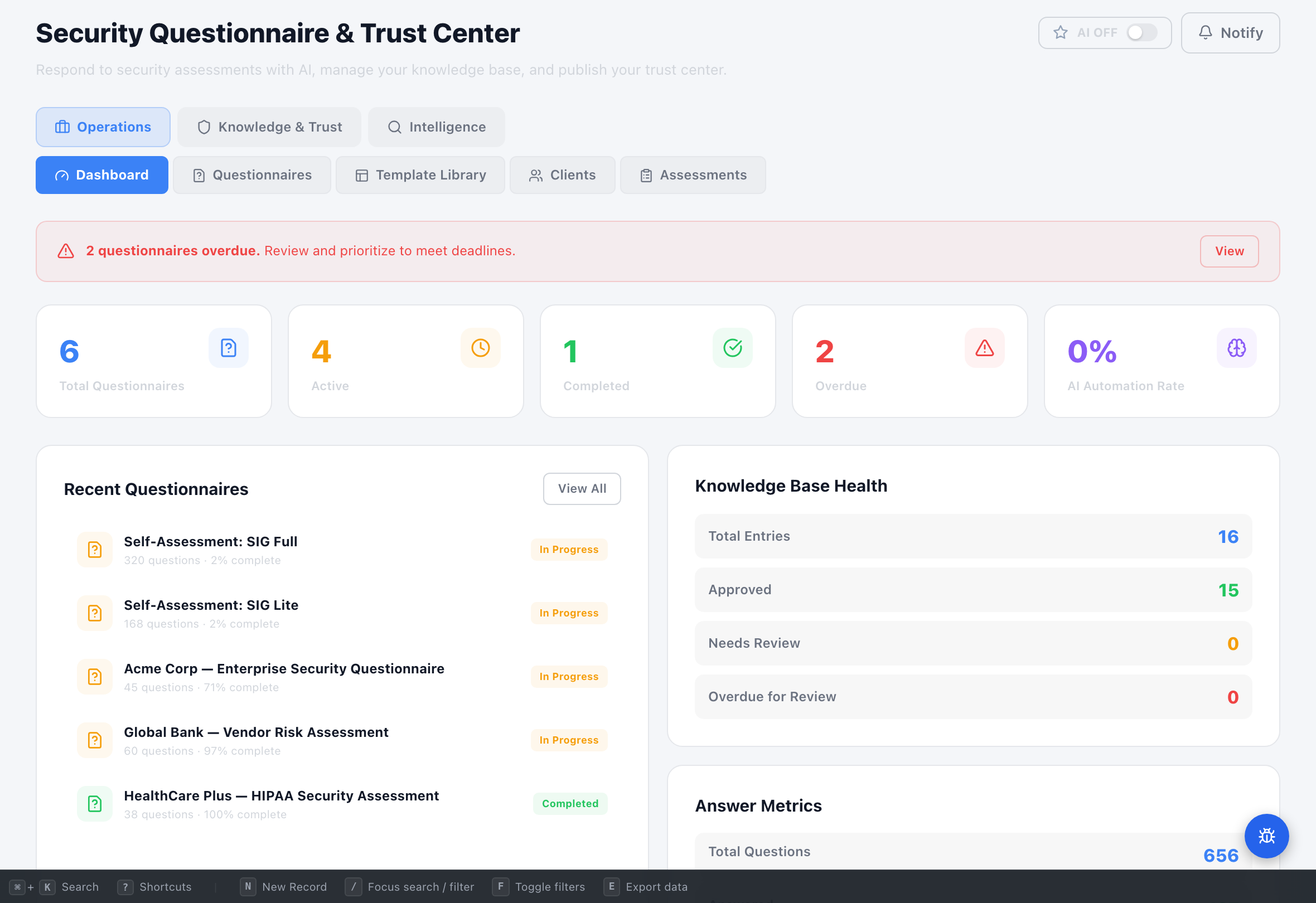AI Questionnaire - Compliance Enablers Platform