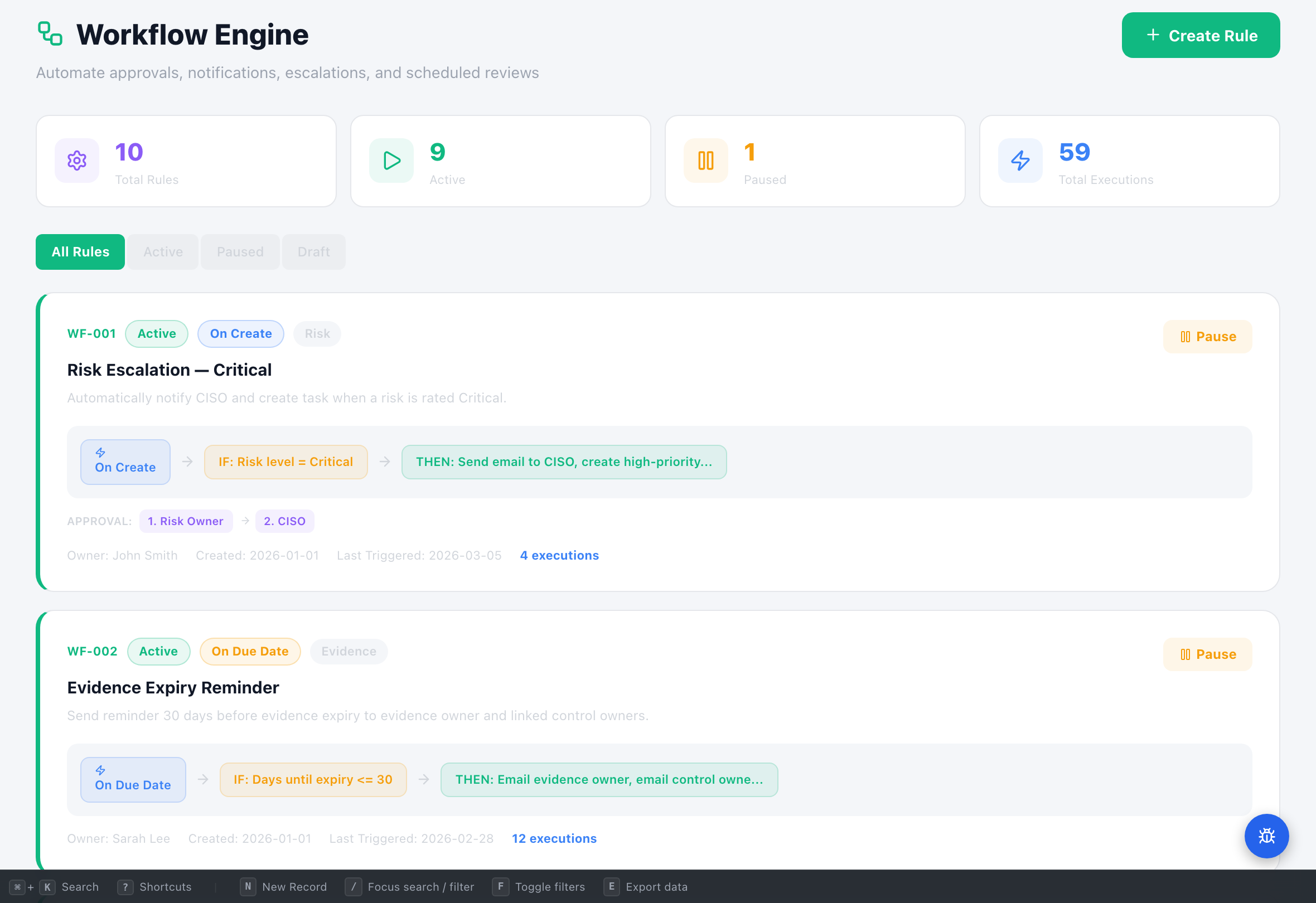 Workflow & Automation Engine - Compliance Enablers Platform