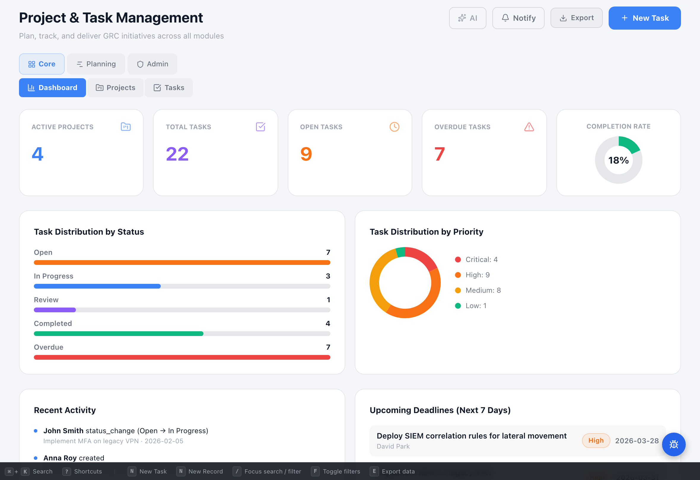 Project & Task Management - Compliance Enablers Platform